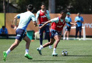 Elenco do Palmeiras durante treinamento para a partida contra o Bragantino (Foto: Fabio Menoti/Palmeiras)