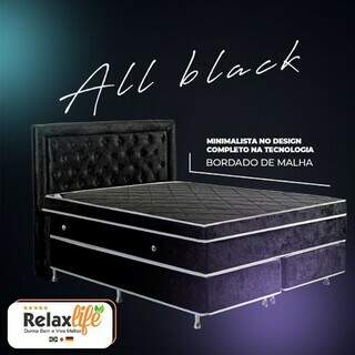 Lindo, colchão All Black é um dos modelos de destaque na Relax Life. (Foto: Divulgação)