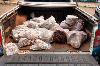As carnes foram apreendidas na manhã de hoje em Nioaque (Foto:Divulgação)
