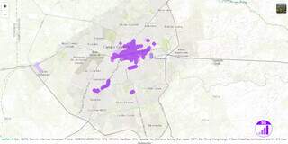Região central e algumas poucas localidades, preenchidas de roxo neste mapa, já estão contempladas pela rede 5G. (Foto: Nperf)