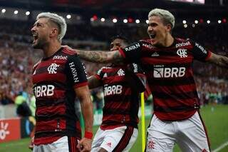 Meia Arrascaeta comemorando gol da vitória na partida (Foto: Marcelo Cortes/Flamengo)