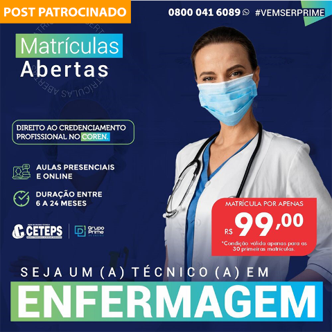 Curso Técnico em Enfermagem com dupla certificação no CETEPS