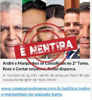 Pesquisa fake usa Campo Grande News para inverter dados da corrida eleitoral