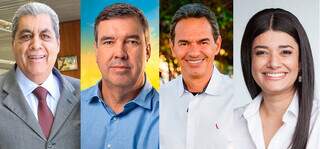 Candidatos ao Governo de Mato Grosso do Sul melhor classificados na pesquisa Ibrape: André Puccinelli, Eduardo Riedel, Marquinhos Trad e Rose Modesto.