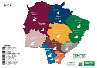 S&aacute;bado come&ccedil;a com 9 &deg;C em MS, mas calor pode chegar aos 33 &deg;C hoje