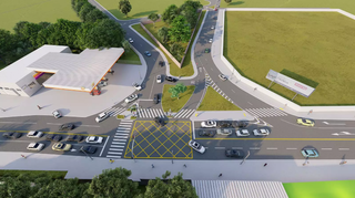 Projeto mostra como ficará a rotatória das Avenidas Três Barras após a obra. (Imagem: Divulgação/PMCG)