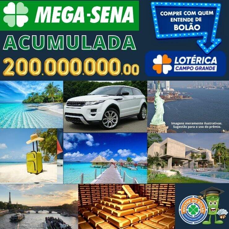 Mega-sena 300 milhões! Bolão da Lotérica Campo Grande dá chance