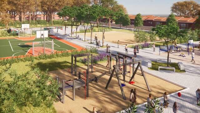 Come&ccedil;a obra da pra&ccedil;a multiesportiva do bairro Jardim Tijuca ll