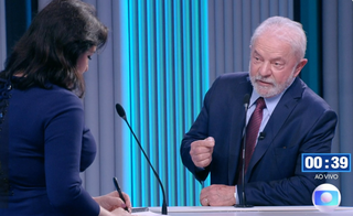 Simone Tebet (MDB) debatendo com o ex-presidente Lula (Imagem: Reprodução)