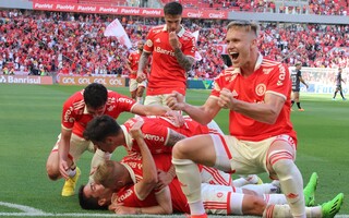 Time do Internacional comemorando o único gol da partida (Foto: Divulgação/SC Internacional)