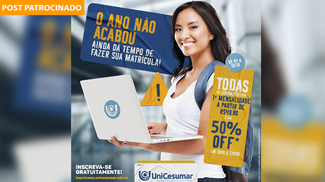 O ano não acabou! Graduação 50% OFF + 1º mês reduzido e livros físicos grátis