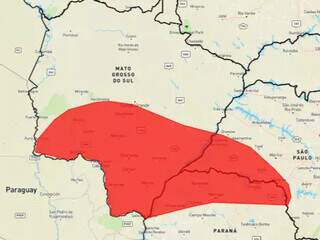 Faixa em vermelho indica grande perigo de tempestade, principalmente para a região sul (Foto: reprodução / Inmet)