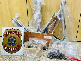 Armas apreendidas ontem pela Polícia Federal na Operação Ópla. (Foto: Divulgação PF)