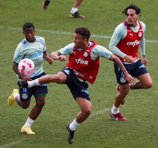 Elenco palmeirense em preparação para o clássico contra o São Paulo (Foto: Cesar Greco)