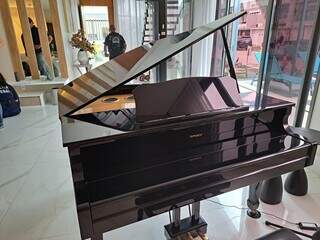 Piano em sala de uma das casas de alto padrão onde mandados são cumpridos hoje (Foto: Divulgação)