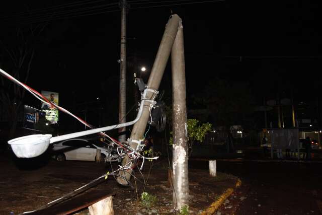 &Aacute;rvores s&atilde;o derrubadas na Capital e danificam postes e carros