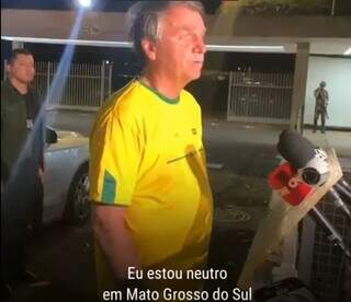 Trecho do vídeo em que Bolsonaro reforça a neutralidade em MS (Foto: Reprodução)