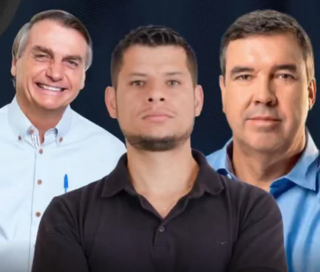 Presidente Jair Bolsonado (PL), Tiago Vargas (PSD) e Eduardo Riedel (PSDB) em imagem utilizada pelo vereador nas redes sociais. (Imagem: Reprodução/Instagram)