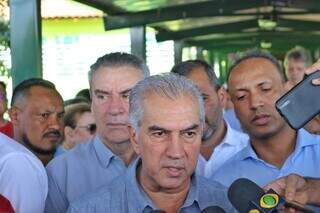 Governador do Estado, Reinaldo Azambuja, durante coletiva de imprensa. (Foto: Paulo Francis)