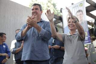 Eduardo Riedel ao lado da amiga e senadora eleita Tereza Cristina (PP), grande apoiadora da campanha dele. (Foto: Saul Schramm)