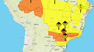 Faixa amarela e laranja indica que Estado está sob alerta de tempestade (Foto: reprodução / Inmet) 