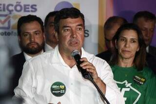 Riedel durante discurso após apuração dos votos (Foto Alex Machado/Campo Grande News)