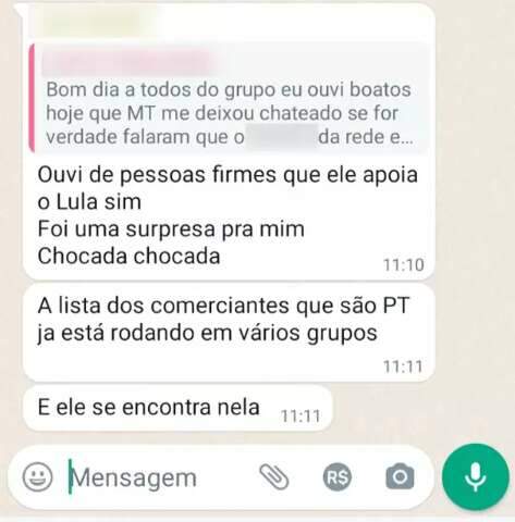 Listas classificam com&eacute;rcios de MS por lados partid&aacute;rios e incentivam boicotes