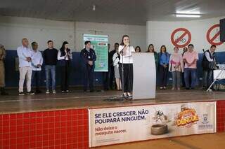 Prefeita Adriane Lopes em discurso de lançamento da campanha (Foto: Kísie Ainoã)
