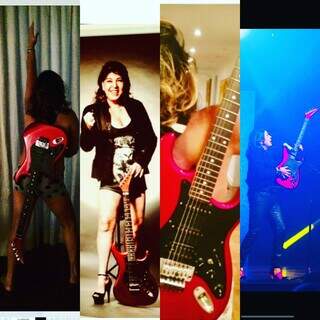 Foto de Roberta em diferentes ocasiões com a guitarra. (Foto: Reprodução Instagram)