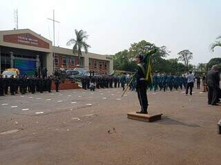 Formatura de policiais militares na sede do Comando-Geral da PMMS. (Foto: Gabriela Couto/Arquivo)