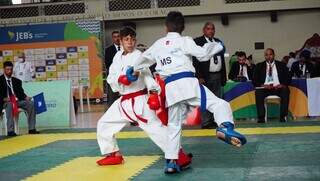 Competição de taekwondo, nos Jogos Escolares Brasileiros (Foto: Glauber Filho/Fundesporte)