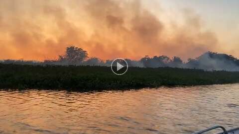 Incêndio fora de controle atinge região do Pantanal