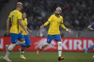 Neymar, atacante escalado para a Copa do Mundo representando a seleção brasileira durante um amistoso. (Foto: CBF)