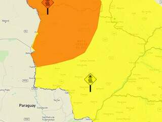 Todo Mato Grosso do Sul está sob alerta do Inmet (Foto: Reprodução/Inmet)