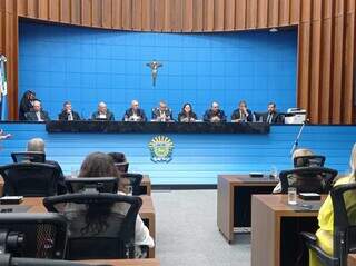 Evento na Assembleia Legislativa teve posse do novo presidente do Conselho de Reitores de Instituições de Ensino Superior de Mato Grosso do Sul. (Foto: Gabriela Couto)