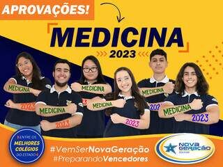 O Colégio Nova Geração está entre os primeiros da Capital e Estado a aprovar estudantes de medicina, direito, engenharias, odontologia e outras áreas de conhecimento em instituições como USP, UFMS, UFGD, UEMS e PUC Goiás. (Foto: Divulgação)