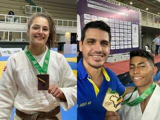 Ana Clara Pereira Leite Demarco, técnico Diogo Rocha e Marcos Paulo Corrêa da Silva representaram MS em São Paulo (Foto: Divulgação)