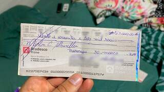 Cheque de R$ 163 mil nominal a filho de vereador, apreendido hoje (Foto: Direto das Ruas)