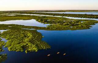 Passeio de caiaque no Pantanal de Corumbá. (Foto: Lucas Ramos Mendes/Divulgação Fundtur)