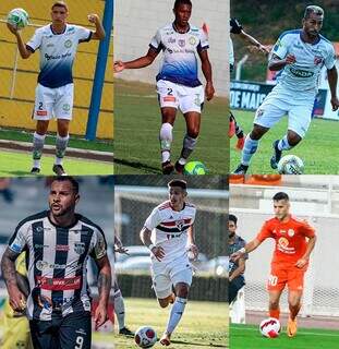 Em cima: zagueiro João Pedro, lateral Michael, meia Alisson; embaixo: atacante Bruno Fleitux, atacante Cristiano Lopes, volante Guilherme Carijó e atacante Luan Carvalho foram anunciados(Foto: Divulgação)