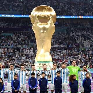 Seleção da Argentina perfilada antes de partida na Copa do Mundo (Foto: Fifa)