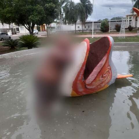 Moradores vandalizam monumento inaugurado h&aacute; 1 dia e fazem fonte de piscina