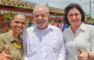 Lula entre Marina Silva e Simone Tebet (à direita) durante campanha em Minas Gerais. (Foto: Ricardo Stuckert/Divulgação)