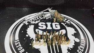 Revólver calibre 357 e munições apreendidos com envolvidos em duplo homicídio (Foto: Adilson Domingos)