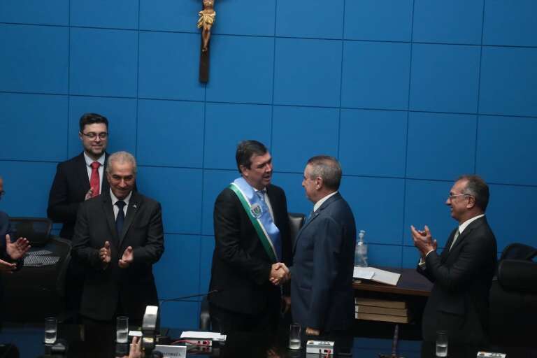 Posse do governador Eduardo Riedel (Foto Marcos Maluf/Campo Grande News)