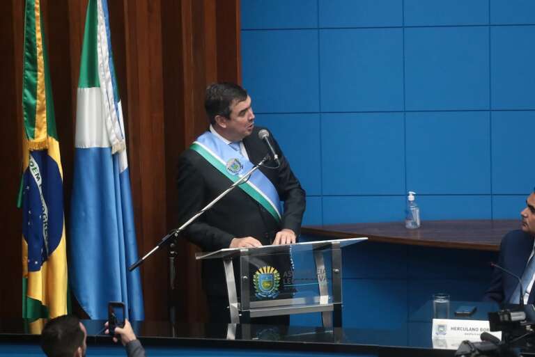 Posse do governador Eduardo Riedel (Foto Marcos Maluf/Campo Grande News)