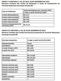 Taxa de embarque na rodovi&aacute;ria de Campo Grande tem reajuste de 5,97%