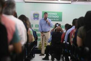 Governador Eduardo Riedel fez discurso na abertura de trabalhos na Governadoria. (Foto: Marcos Maluf)
