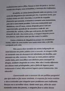 Fragmento do texto que assistente diz ser de Marisa Mujica. (Foto: Arquivo pessoal)