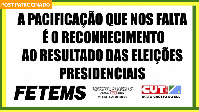 A Pacificação que nos falta é o reconhecimento ao resultado das eleições 